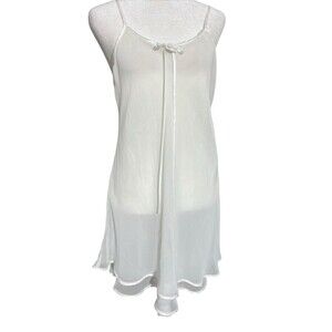 Vtg Fredericks Of Hollywood Sheer Slip Dress Double Layer Bridal Nightie Sz M